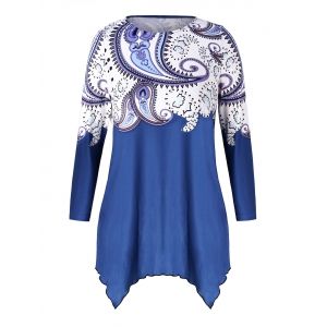 

Plus Size Printed High Low T-shirt, Ocean blue