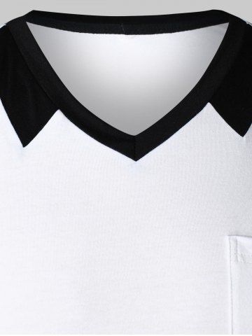 

Contrast Color Front Pocket T-shirt, White