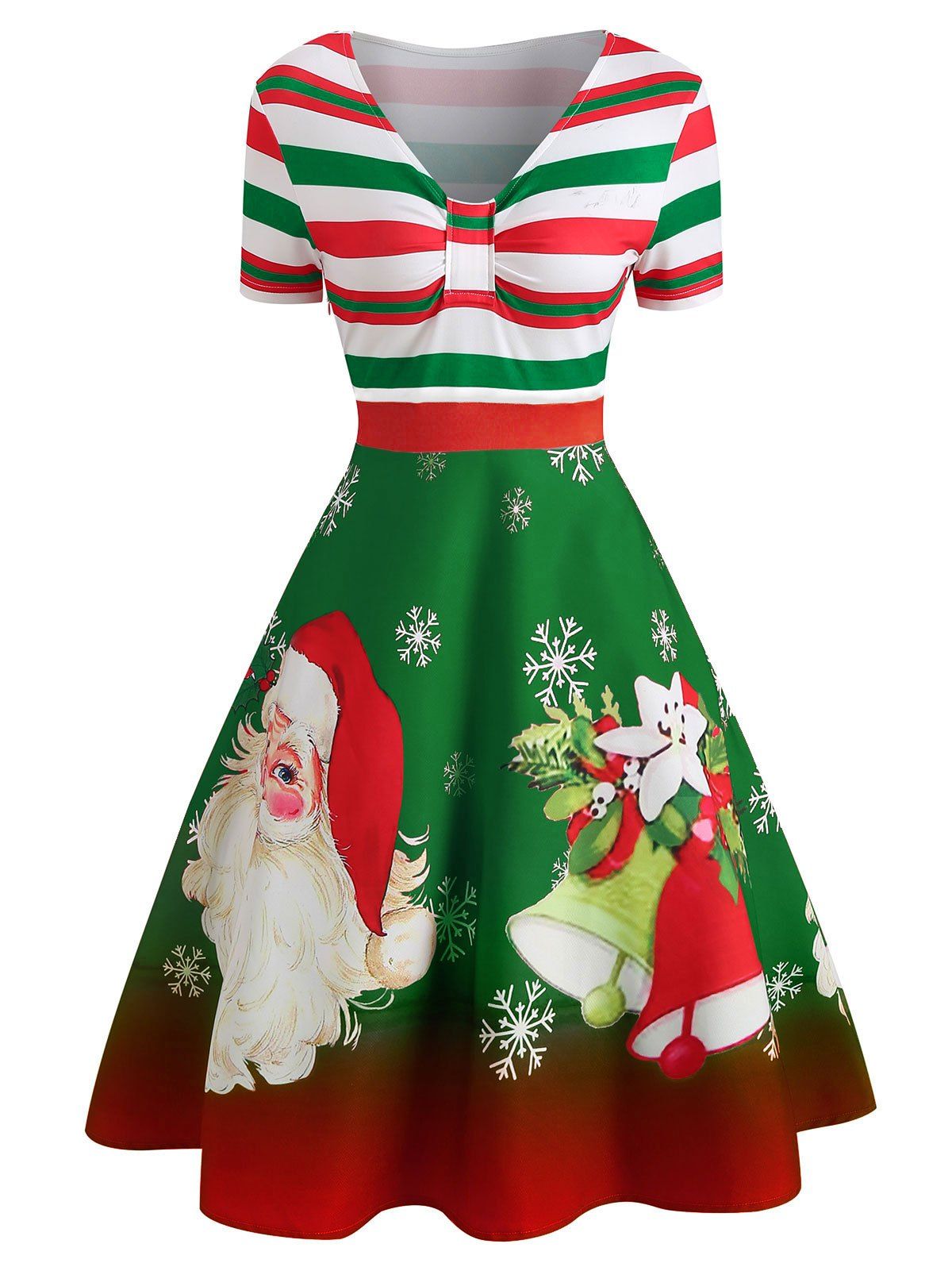 [29% OFF] Christmas Santa Print Short Sleeve Dress | Rosegal