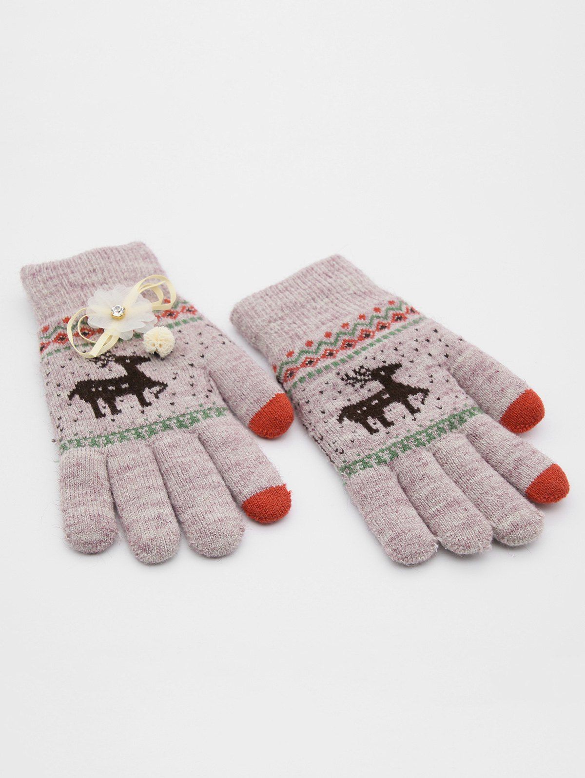 

Rhinestone Christmas Elk Full Finger Gloves, Lilac
