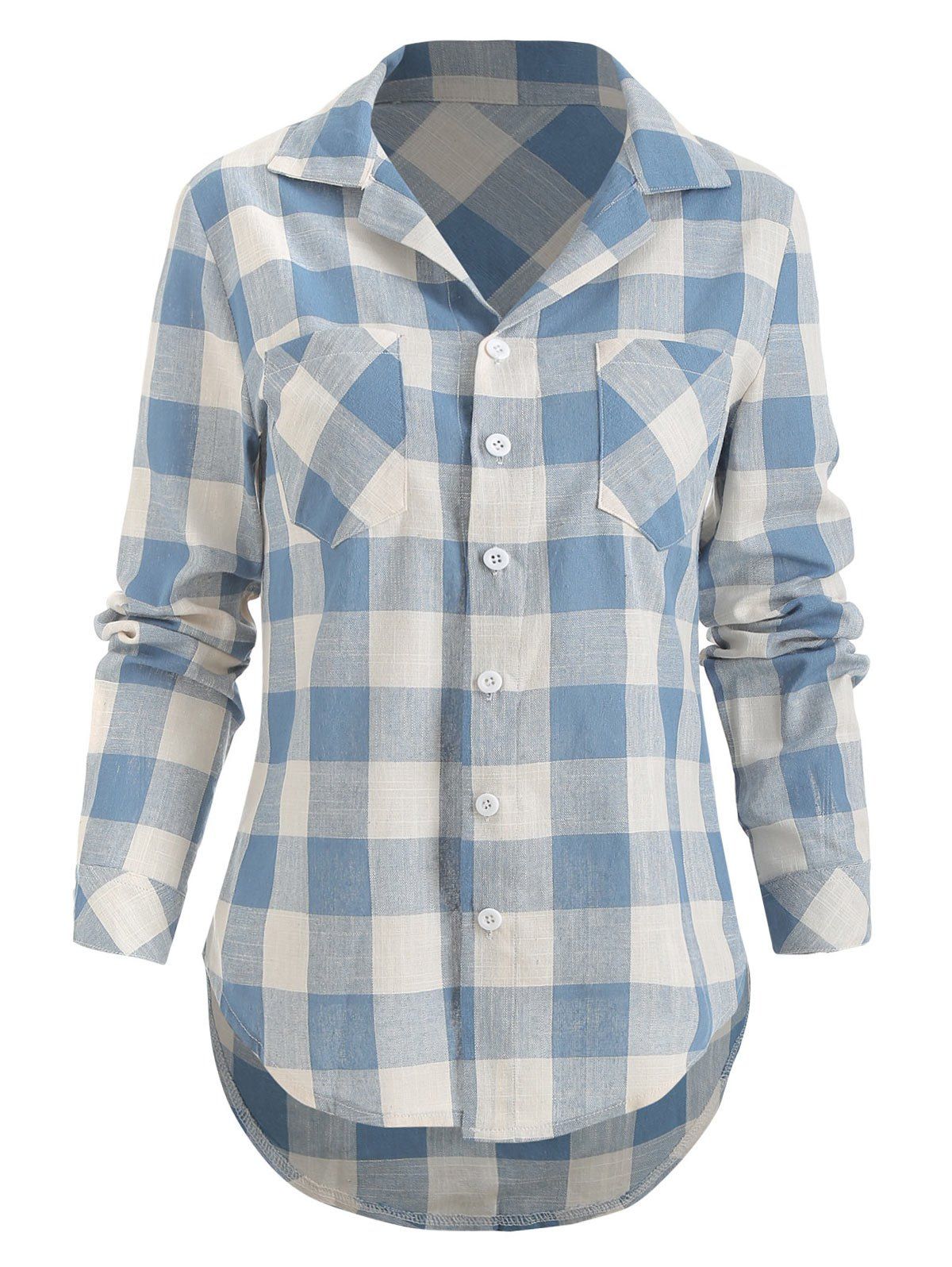 

Long Sleeve Checked Breast Pocket Shirt, Jeans blue