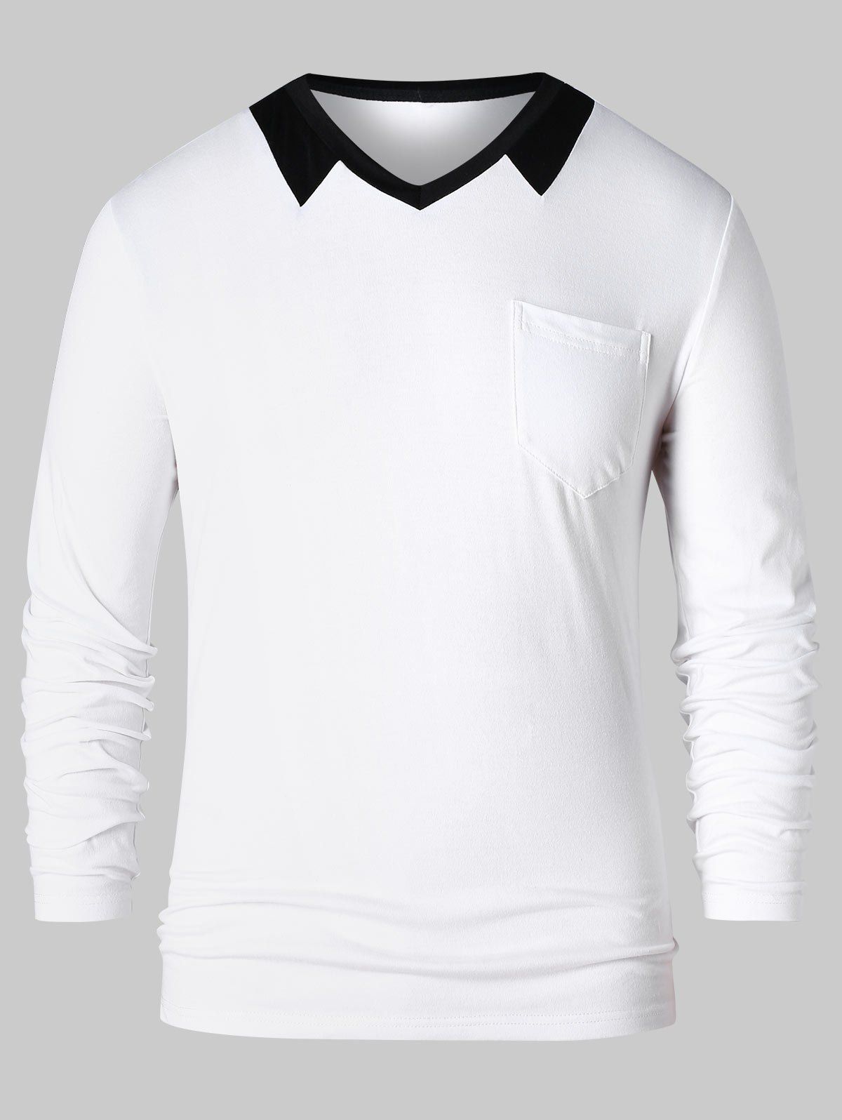 

Contrast Color Front Pocket T-shirt, White