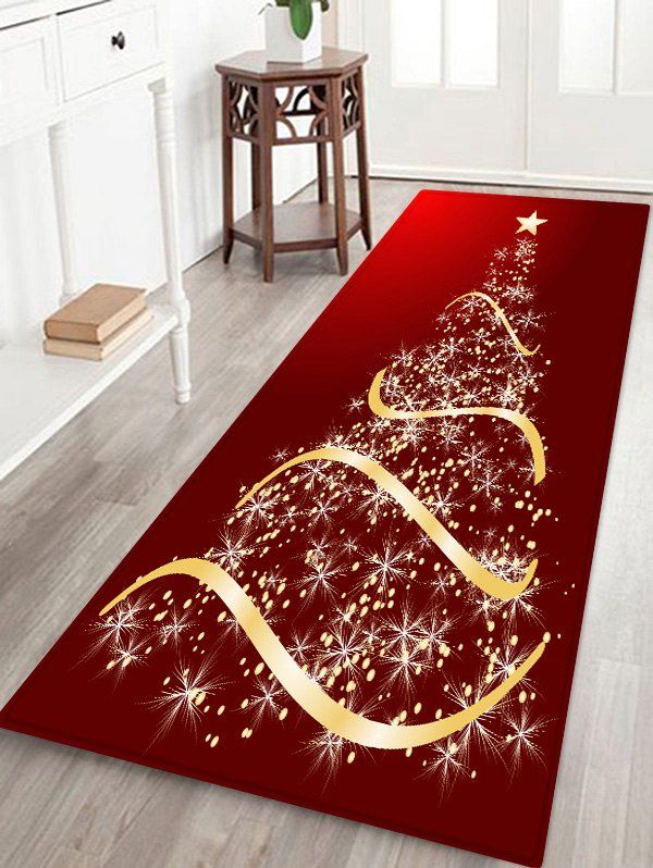 

Light Spot Christmas Tree Pattern Floor Rug, Lava red