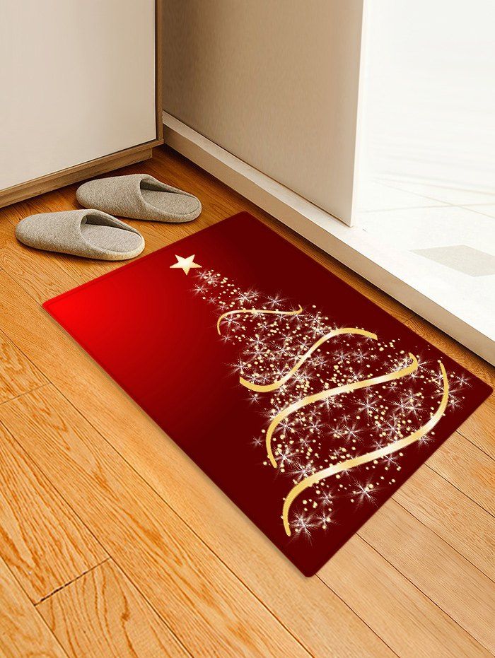 

Light Spot Christmas Tree Pattern Floor Rug, Lava red