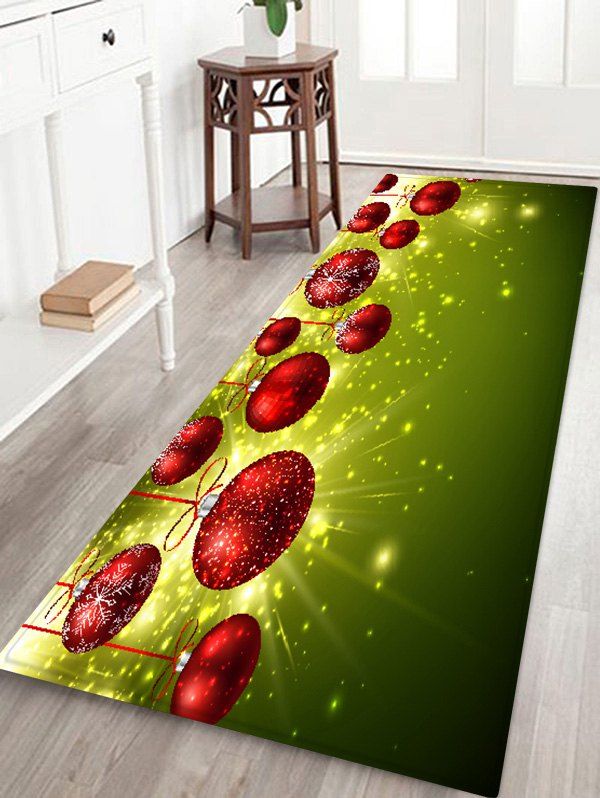 

Light Christmas Balls Print Non-slip Area Rug, Multi