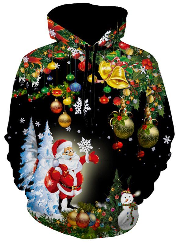 

Christmas Tree Santa Jingle Bells Christmas Hoodie, Black