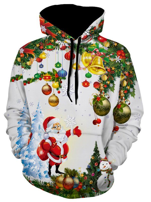 

Christmas Tree Santa Jingle Bells Christmas Hoodie, White