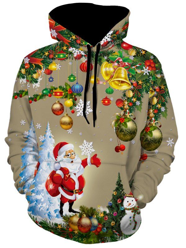 

Christmas Tree Santa Jingle Bells Christmas Hoodie, Light khaki