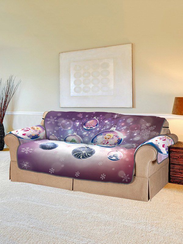 

Christmas Balls Butterfly Pattern Couch Cover, Multi