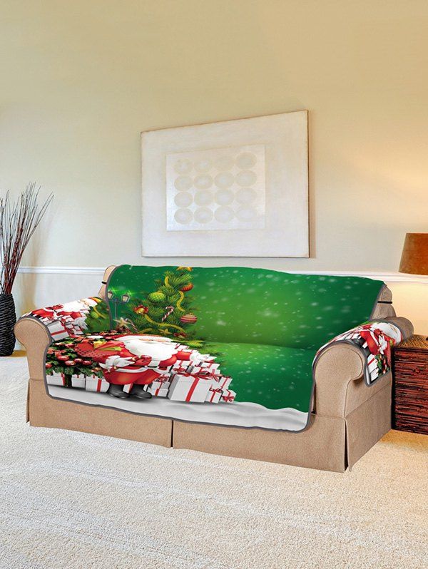 

Father Christmas Tree Gift Pattern Couch Cover, Jungle green