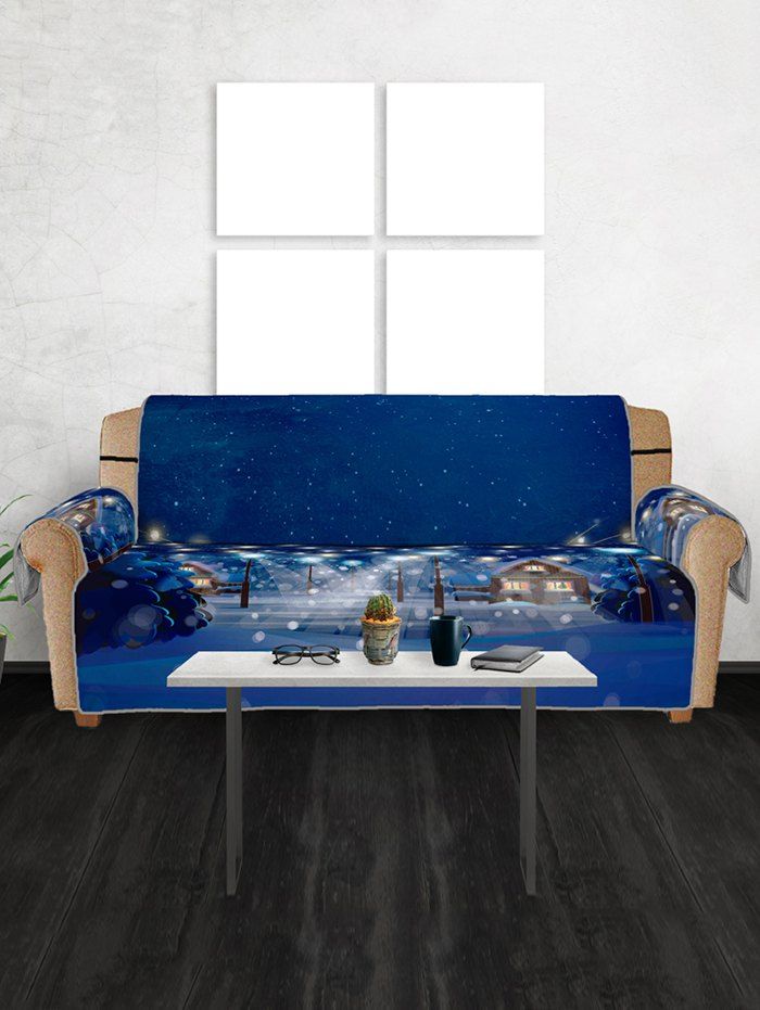 

Christmas Night Pattern Couch Cover, Denim dark blue