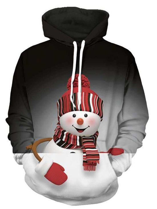 

Christmas Snowman 3D Print Pullover Hoodie, Black