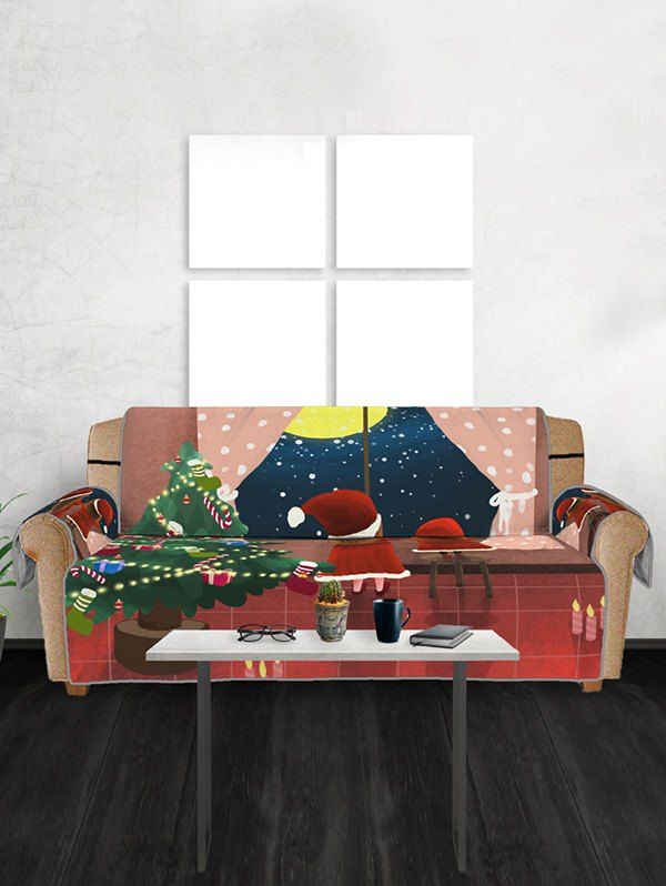 

Christmas Tree Gift Pattern Couch Cover, Chestnut red