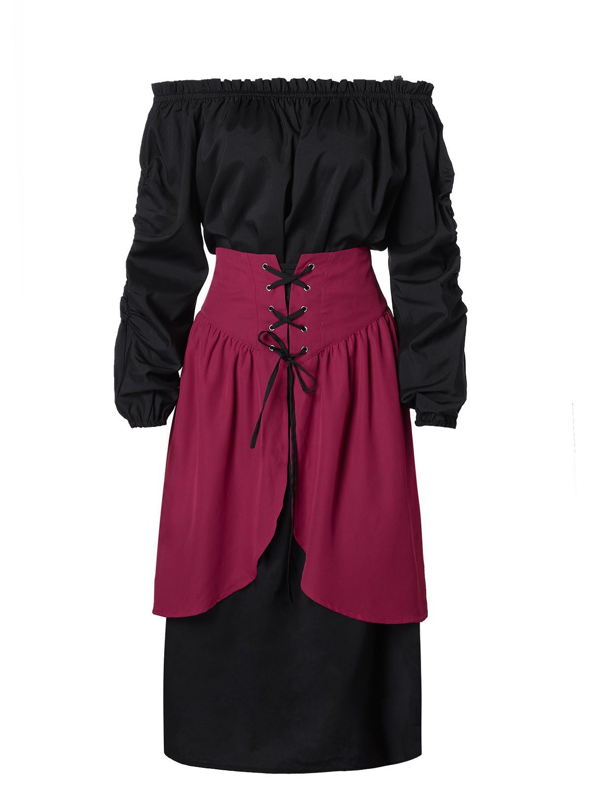 

Off the Shoulder Dress with Lace Up Skirt, Black