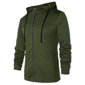 

Front Pockets Zip Up Hoodie, Army green