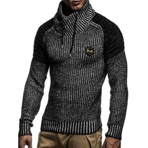 

Applique Drawstring Pullover Sweater, Dark gray