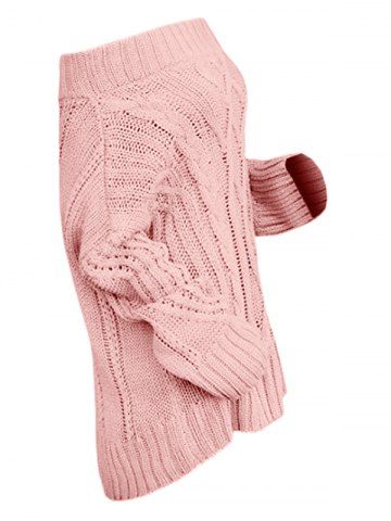 

Off Shoulder Geometric Chunky Sweater, Pink