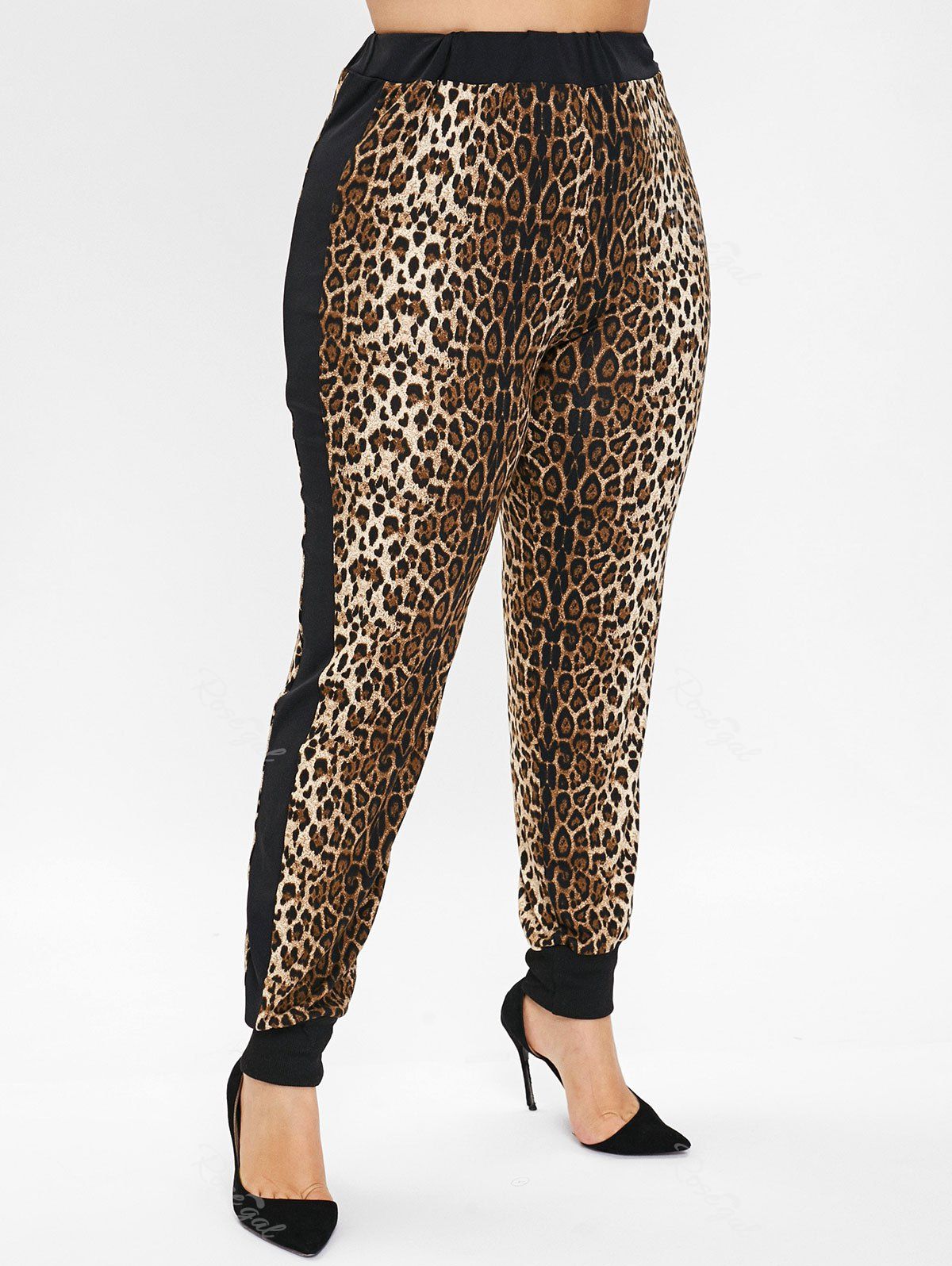 leopard track pants