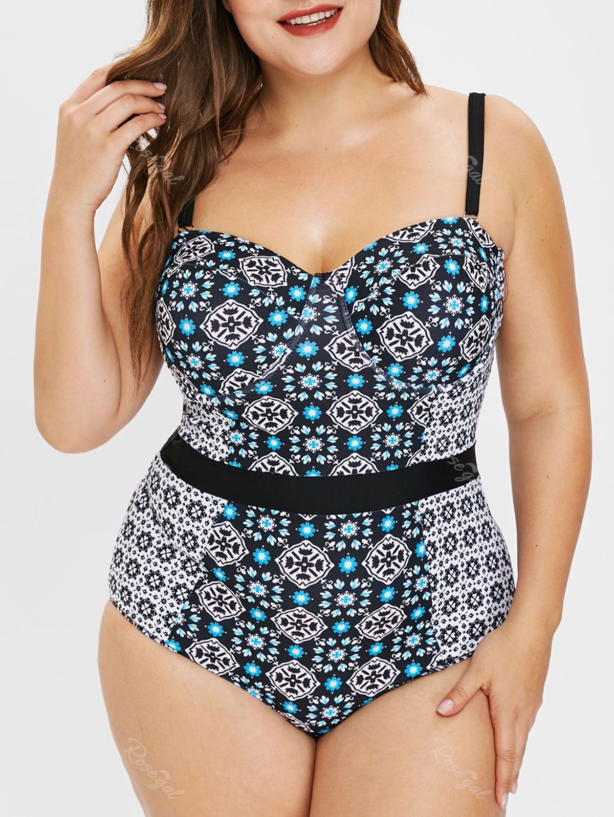 

Plus Size Printed Spaghetti Strap Swimsuit, Multi