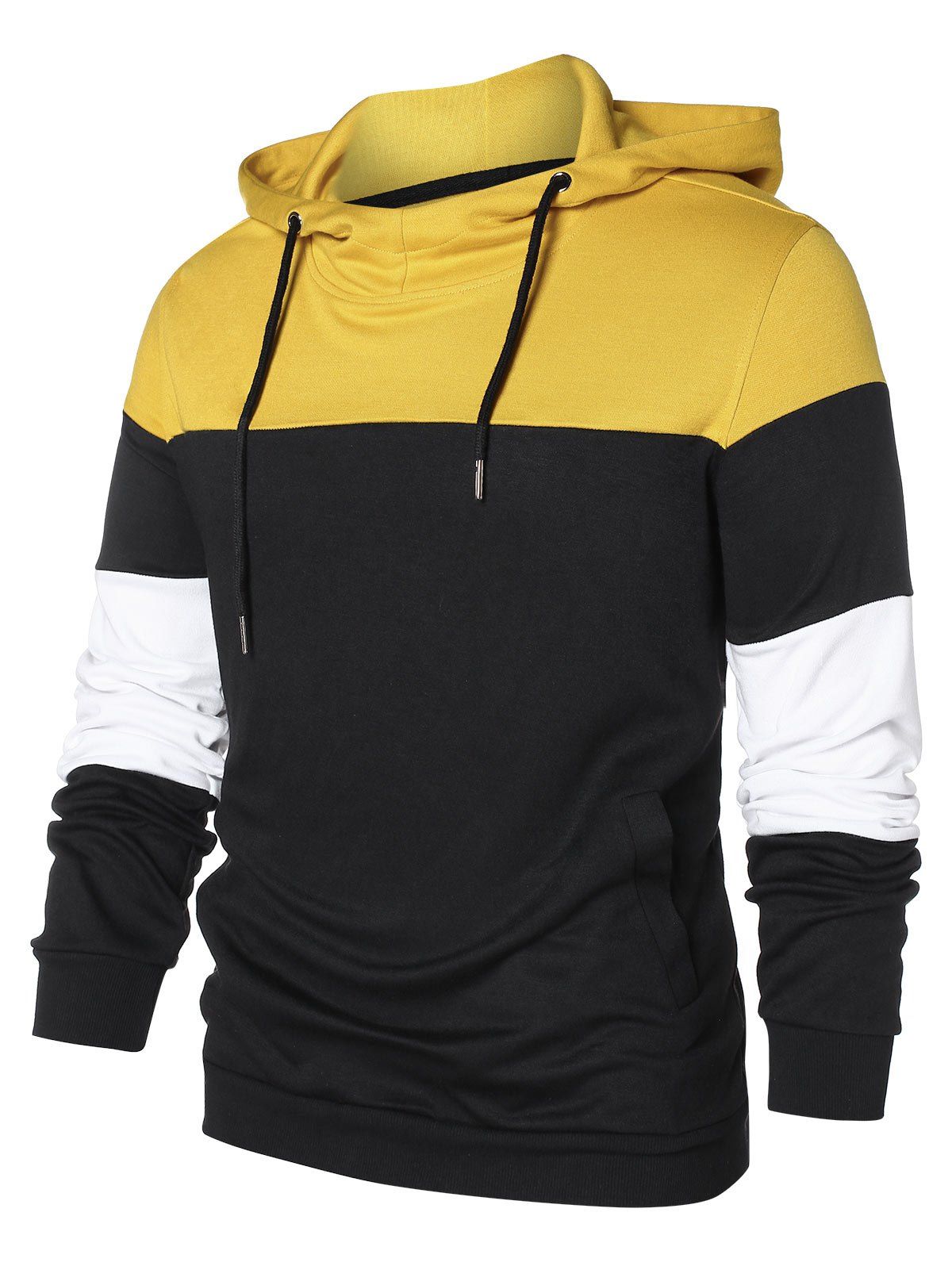 

Panel Long Sleeve Pullover Hoodie, Black