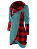 Tartan Panel Long Sleeve Asymmetrical T-shirt -  