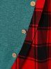 Tartan Panel Long Sleeve Asymmetrical T-shirt -  