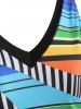 Color Block Plus Size V Neck Swimwear -  