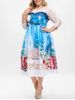 Plus Size Sheer Lace Christmas Ball Gown Dress -  