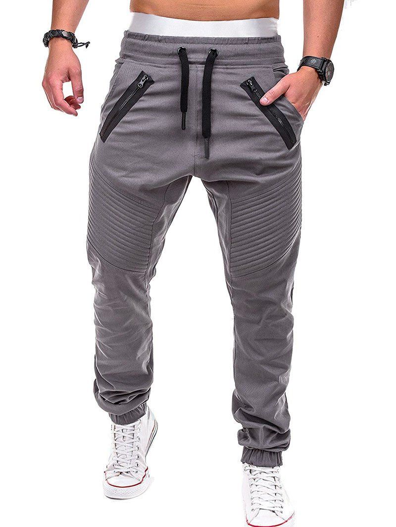 

Faux Back Pocket Zipper Decorated Jogger Pants, Gray