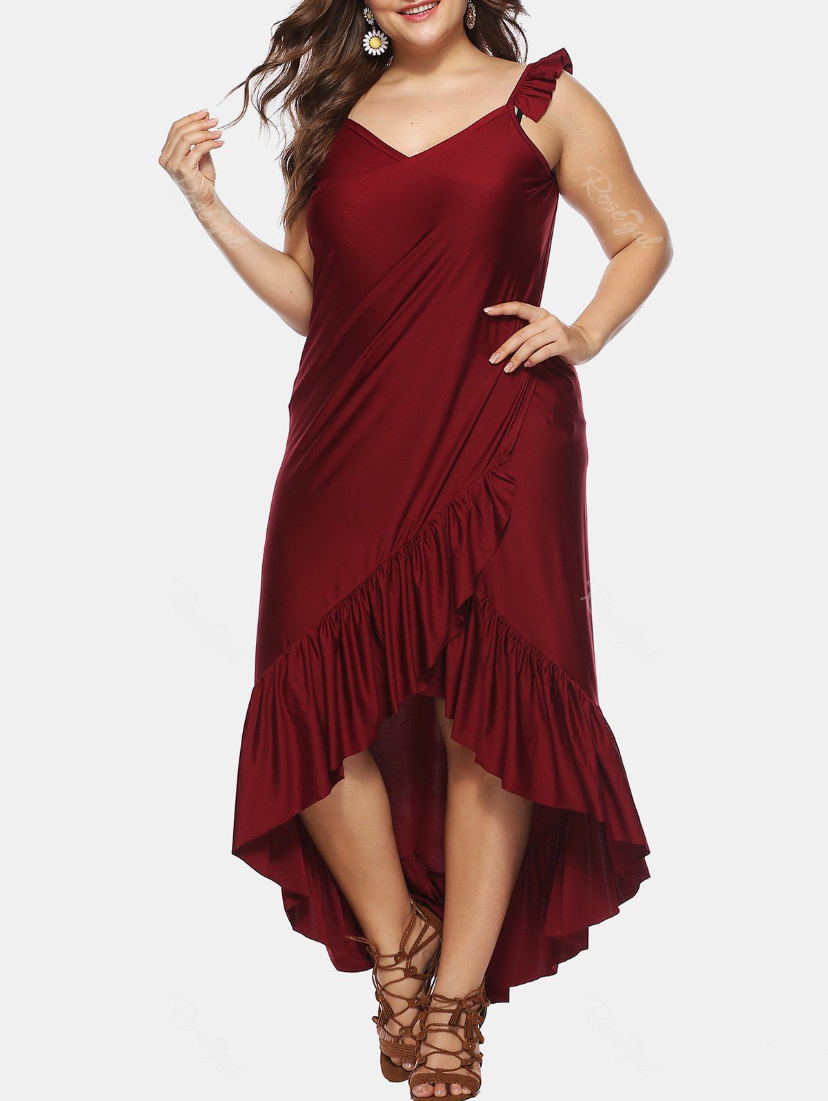 35 Off Plus Size Spaghetti Strap Midi Dress Rosegal 