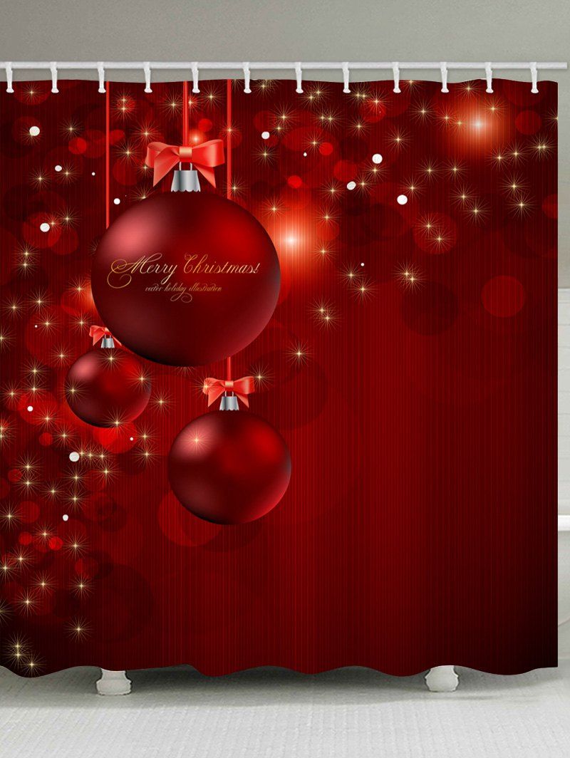 

Christmas Light Spot Ball Pattern Waterproof Bathroom Shower Curtain, Red wine