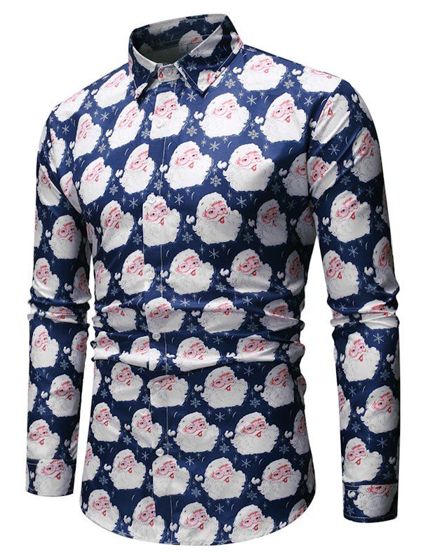 

Santa Claus Pattern Long Sleeve Shirt, Cadetblue