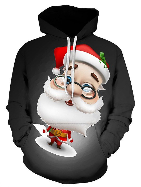 Sale 3D Cartoon Santa Claus Printed Pullover Hoodie  