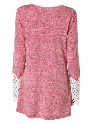 

Lace Panel Long Sleeve Top, Watermelon pink