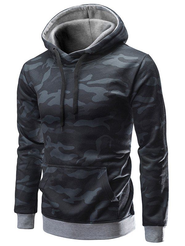

Pouch Pocket Camouflage Hoodie, Black