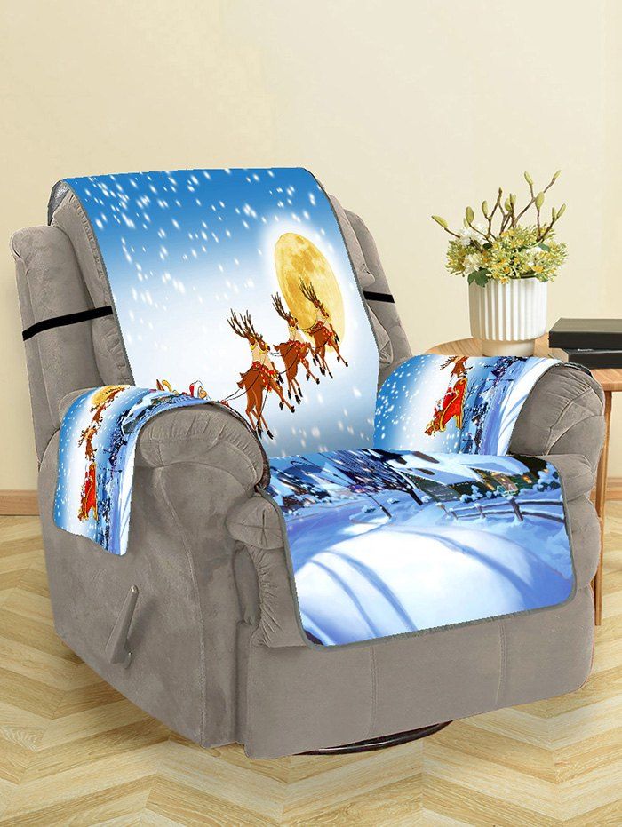 

Father Christmas Elk Moon Pattern Couch Cover, Crystal blue