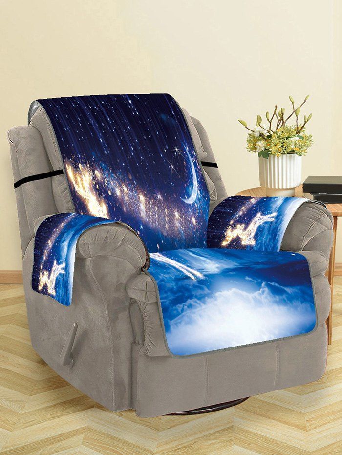 

Christmas Starry Sky Deer Pattern Couch Cover, Blueberry blue