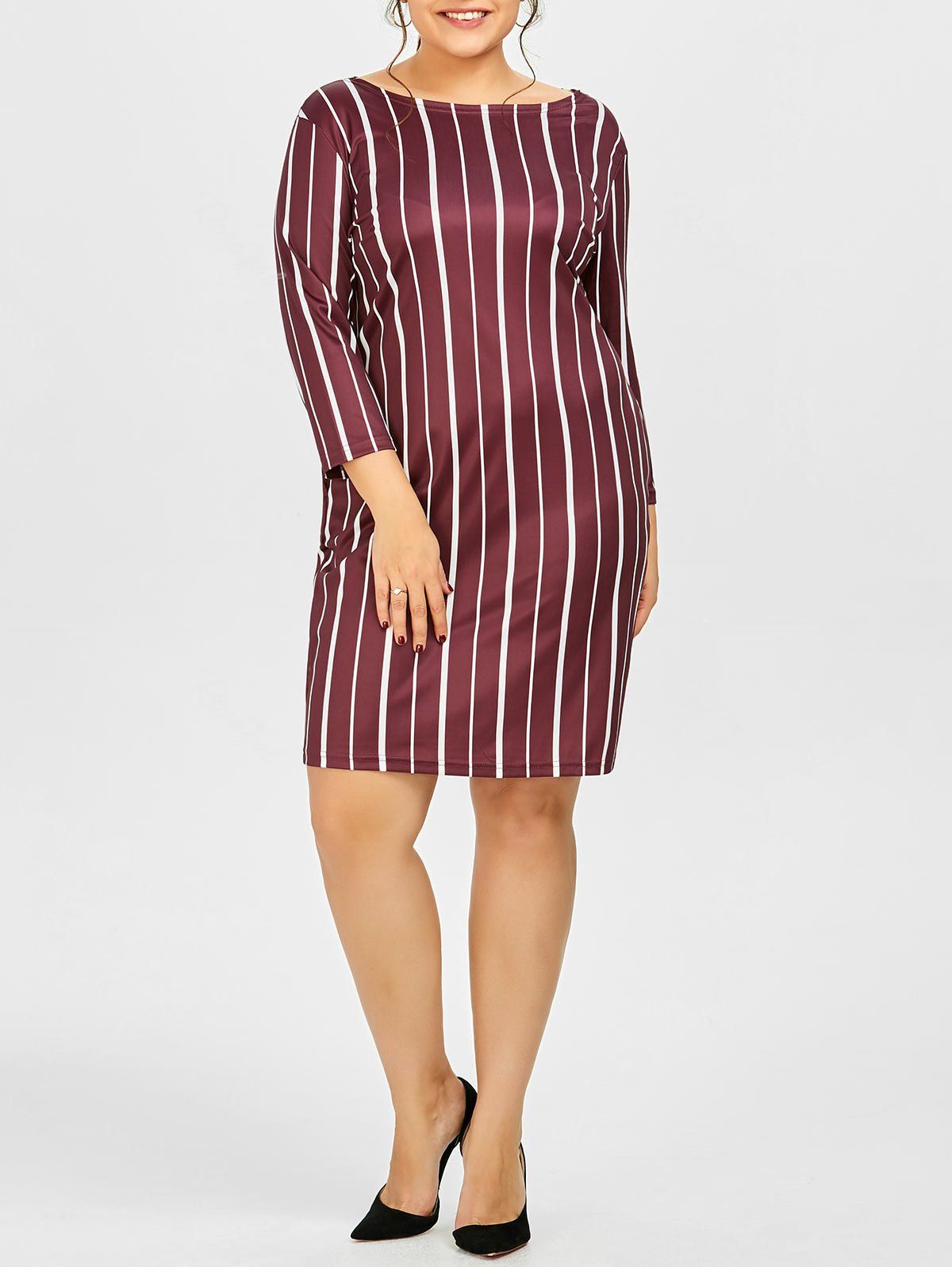 plus size vertical striped dress