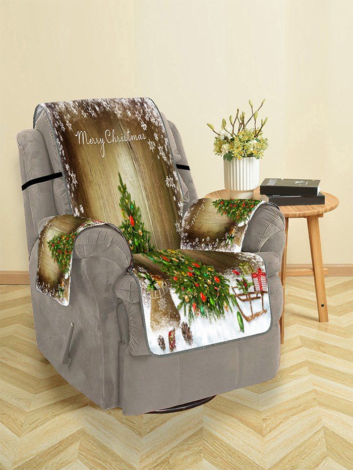 

Merry Christmas Tree Gift Pattern Couch Cover, Oak brown