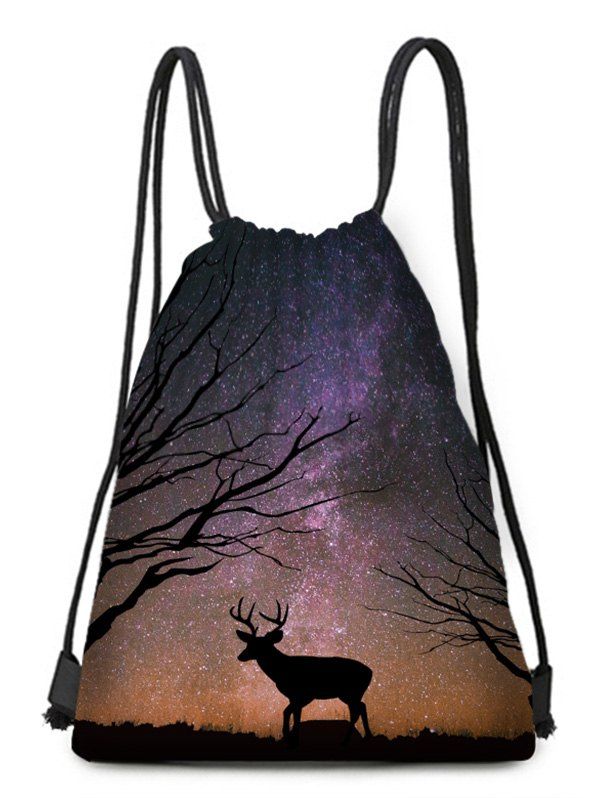 

Christmas Deer Pattern Drawstring Christmas Gift Bag, Viola purple