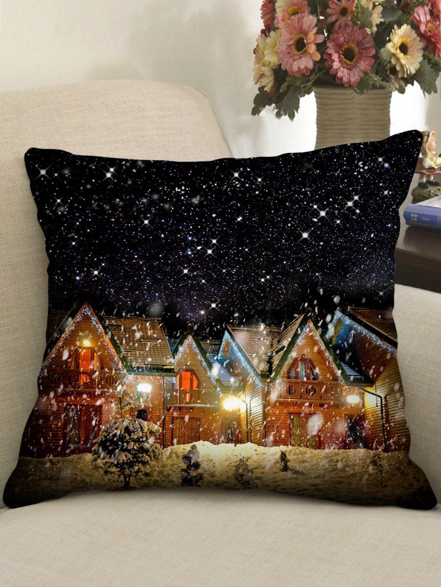 

Christmas Night Printed LED Light Pillowcase, Black