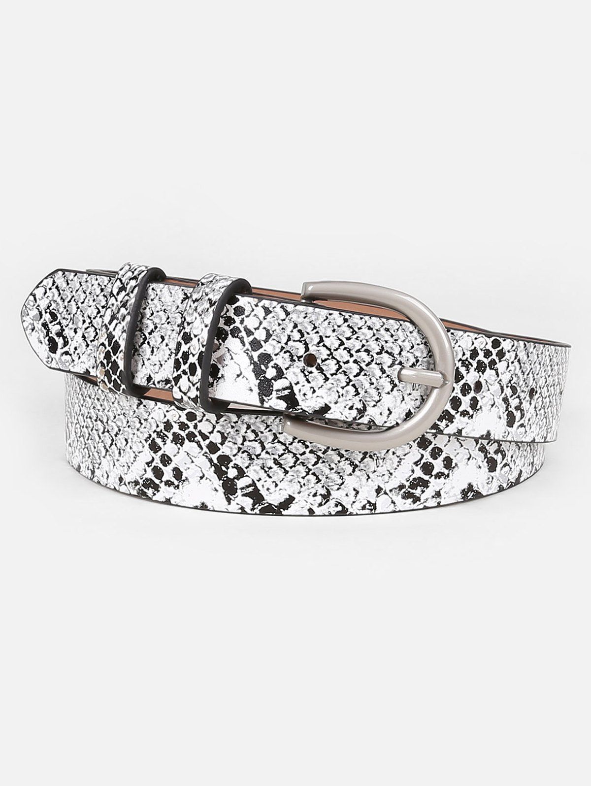 

Vintage Snake Pattern Artificial Pants Belt, Gray