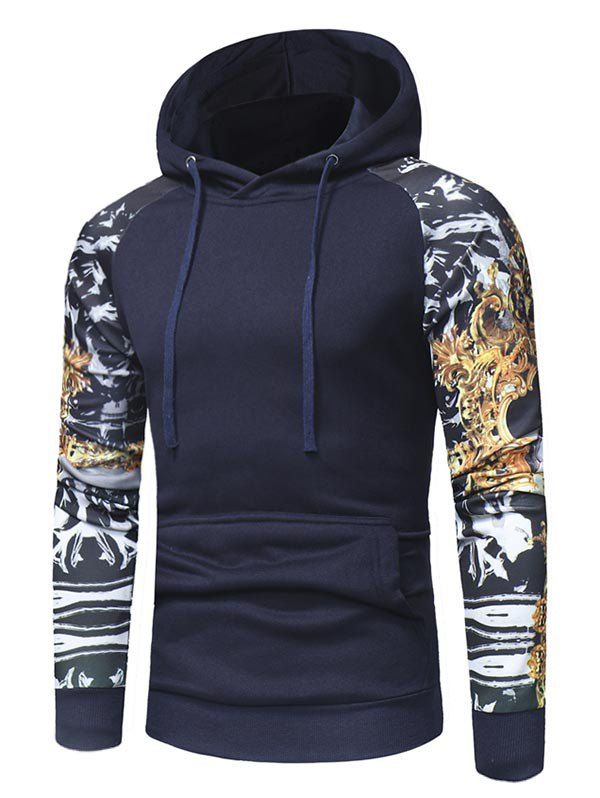 

Raglan Sleeve Slim Fit Pullover Hoodie, Midnight blue