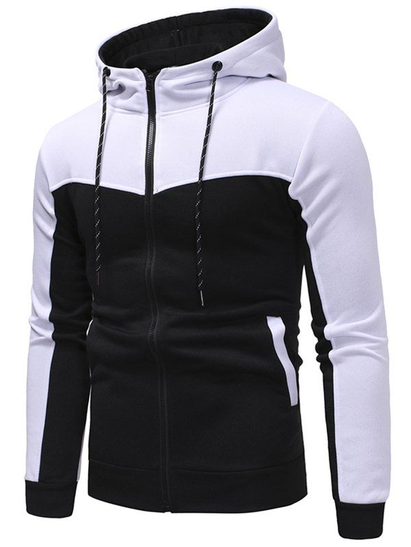 

Hooded Contract Color Drawstring Hoodie, White