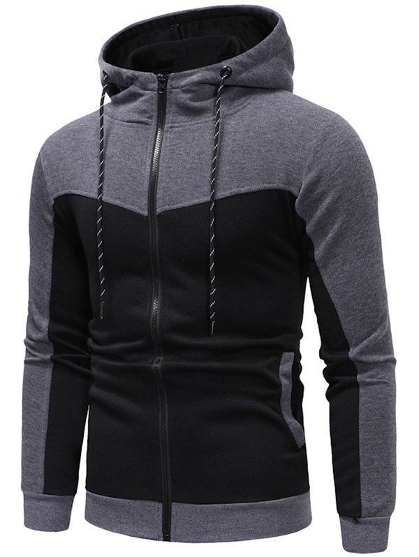 

Hooded Contract Color Drawstring Hoodie, Smokey gray