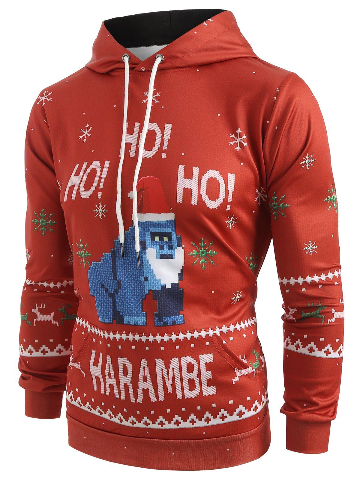 

Cool Dog Letter Snowflake Print Pullover Christmas Hoodie, Red