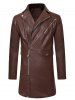 Side Zipper Slim Fit PU Leather Coat -  