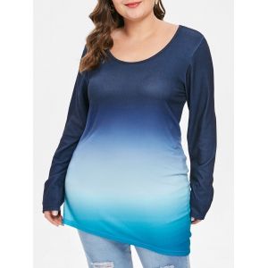 

Ombre Long Sleeve Plus Size T-shirt, Multi
