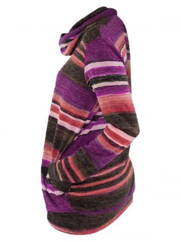 

Drawstring Collar Striped Knitwear, Rogue pink