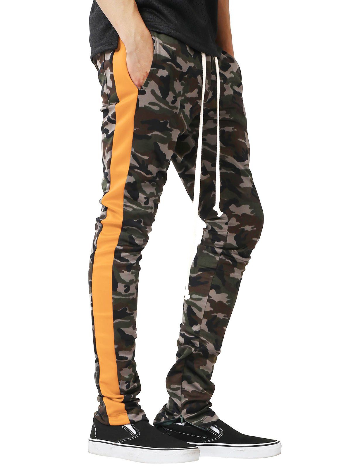 camo pants orange stripe